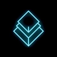 Blue neon layers icon glowing on black background vector