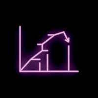 Neon pink line graph showing market volatility on black background vector
