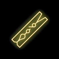 Glowing neon icon of a clothes peg on a black background vector