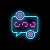 Neon style icon showing a rejected chat message with loading symbol vector