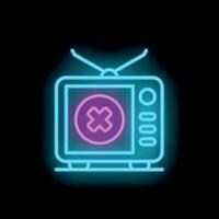 Retro neon sign showing a tv with a cross sign, representing the end of an era for television vector