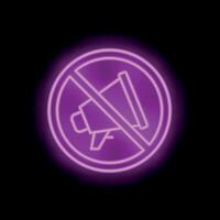 Neon sign showing megaphone with slash for no talking allowed vector