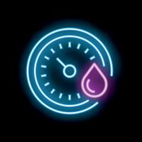 Neon icon of gauge showing fuel level with drop vector