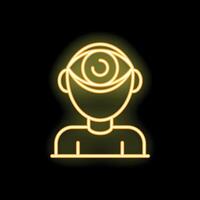 Neon sign of person with large eye on head representing concepts of vision and perception vector