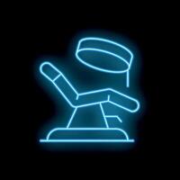 Neon icon of operating table shining on black background vector