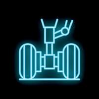 Neon icon of lunar roving vehicle exploring moon surface vector