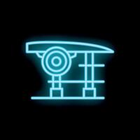 Glowing neon icon of a bus stop sign on black background vector