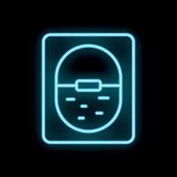 Neon icon of washing machine displaying laundry wash cycle vector