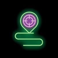 Neon target location pin showing path to success vector