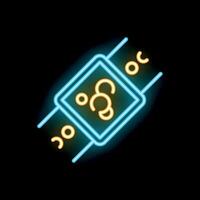 Neon icon of smartwatch showing temperature in celsius and fahrenheit vector