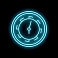 Neon sign showing a clock with turquoise light vector