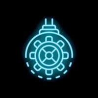 Neon sign representing automation with cogwheel surrounded by rotating dashed circle vector