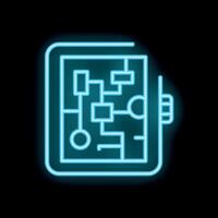 Neon blue algorithm icon glowing on black background vector