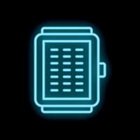Neon icon of smartwatch showing fitness app interface vector