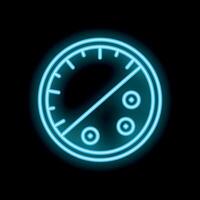 Neon speedometer showing progress on black background vector