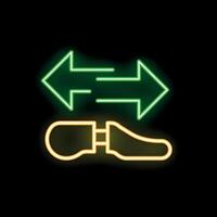 Neon icon of foot with prosthesis moving in two directions vector