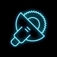 Neon icon of angle grinder cutting something with rotating disc vector