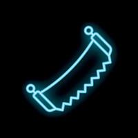 Glowing neon icon of a handsaw for woodworking and construction projects vector