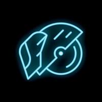 Neon icon of angle grinder cutting something with sparks vector