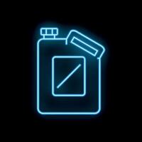 Glowing neon line jerrycan canister icon isolated on black background vector
