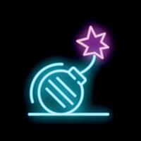 Neon bomb exploding with sparkles on black background vector