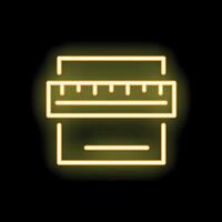 Neon yellow ruler measuring container icon graphic on black background vector