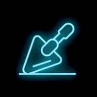 Neon blue trowel spreading putty on black background vector