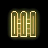 Glowing neon icon of a wooden fence for security and privacy vector
