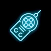 Neon icon of remote control with antenna depicting global communication vector