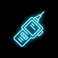 Neon icon of walkie talkie displaying on black background vector