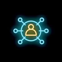 Neon icon of person connecting with network vector