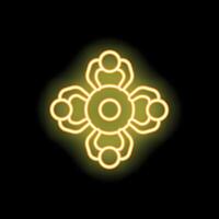 Neon icon of people collaborating around a central idea vector