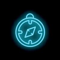 Neon compass showing direction on black background vector