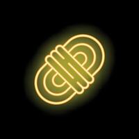 Yellow neon icon of two connected links on black background vector