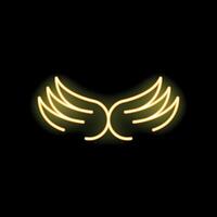 Neon wings logo glowing on a black background vector