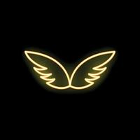 Neon wings glowing on black background vector
