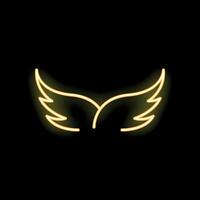Neon wings spreading on a black background vector