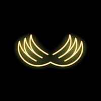 Neon wings spreading on black background with copy space vector