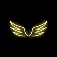Neon wings spreading on a black background vector