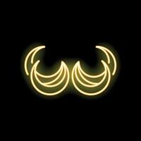 Neon sign representing two bunches of bananas with yellow glowing light effect vector