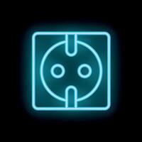 Neon blue electric socket type f glowing on black background vector