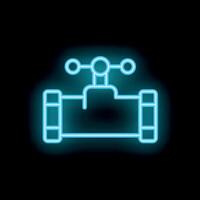 Neon glowing pipe valve icon on a black background representing plumbing and industrial systems vector