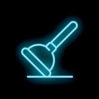 Neon plunger glowing on black background vector