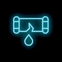 Neon style icon of leaking pipe losing water symbolizing plumbing issue vector