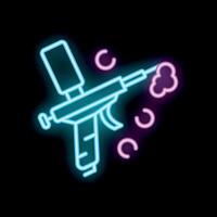 Neon paint spray gun creating art with colorful paint splatter vector
