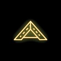 Yellow neon sign of a try square on black background vector