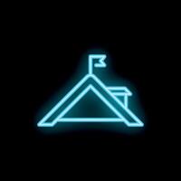 Neon sign representing reaching the top with flag on building roof vector
