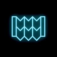 Blue neon icon of a folded paper map glowing on black background vector
