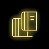 Neon yellow credit card processing system icon on black background vector