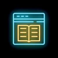 Neon icon of webpage showing open book for online education vector